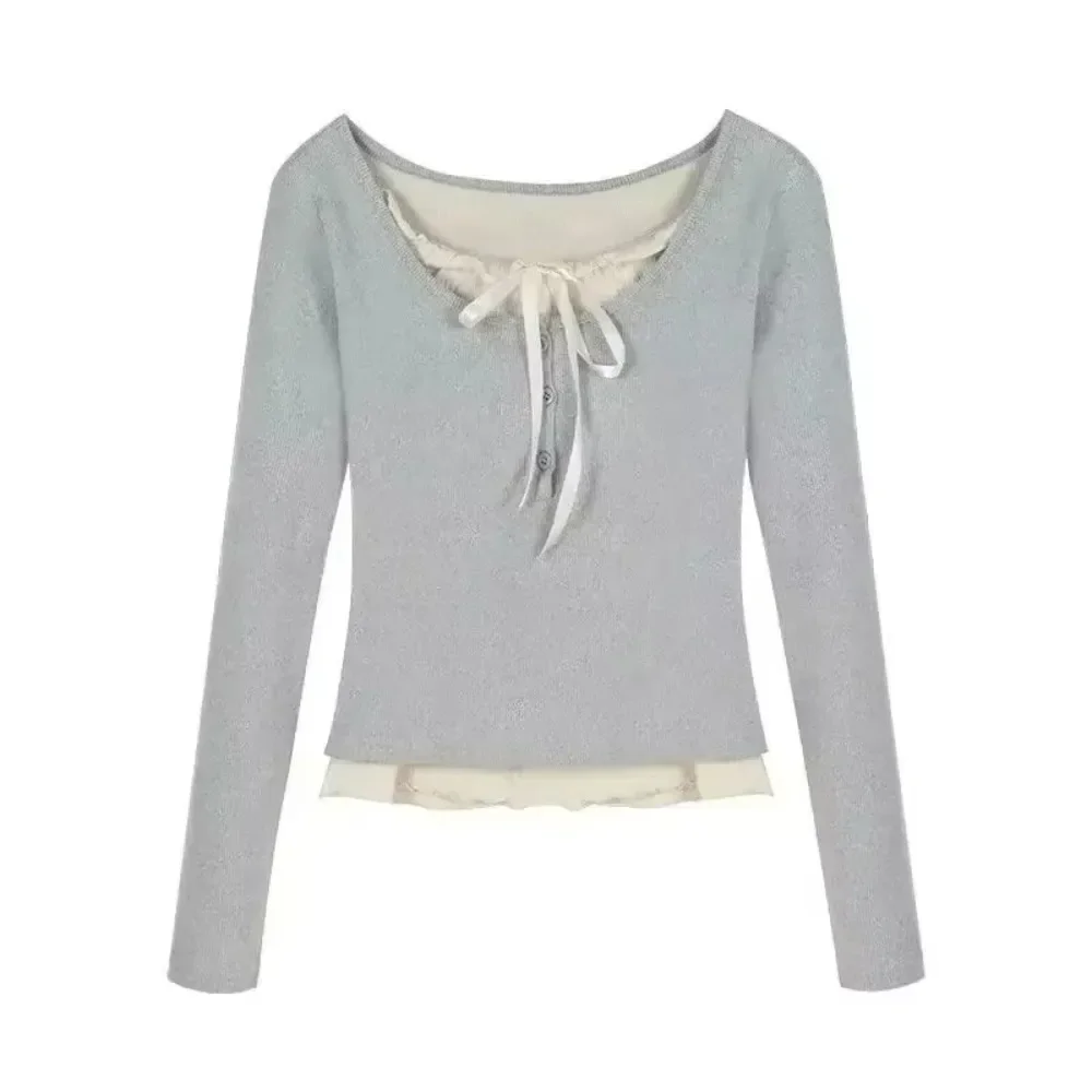T-shirts Women Slim Sweet College Fashion Korean Spring Soft Leisure Cropped Spliced Designed New Arrival Daily Casual