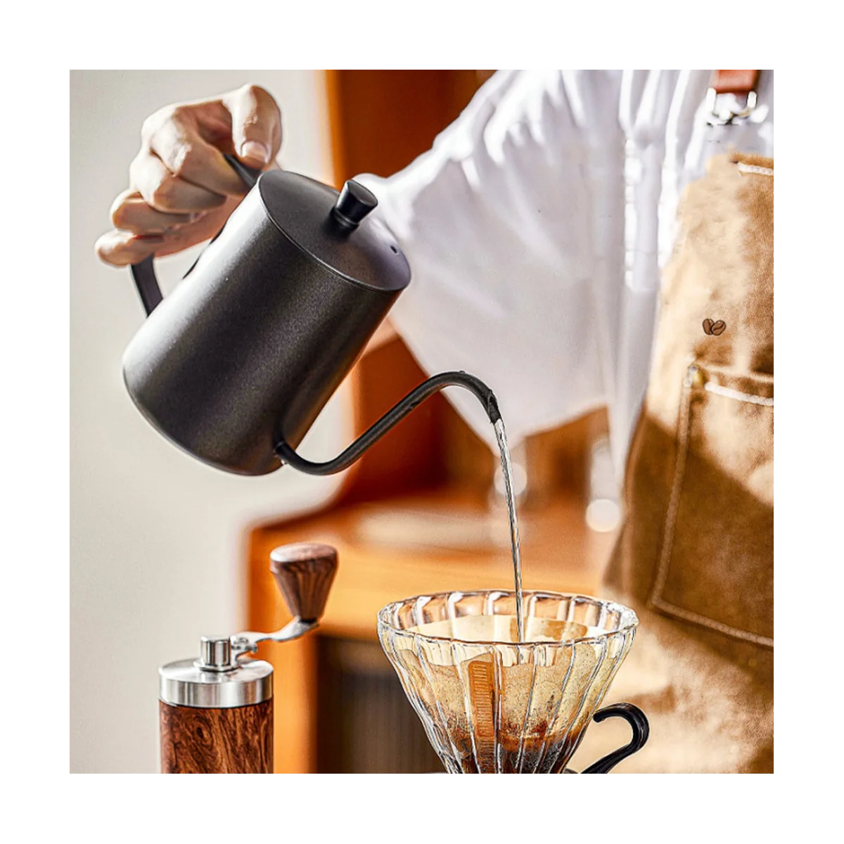 

Coffee Set Coffee Accessories Camping Barista Tool Dripper Filter Coffee Kettle Manual Grinder Portable Gooseneck Kettle