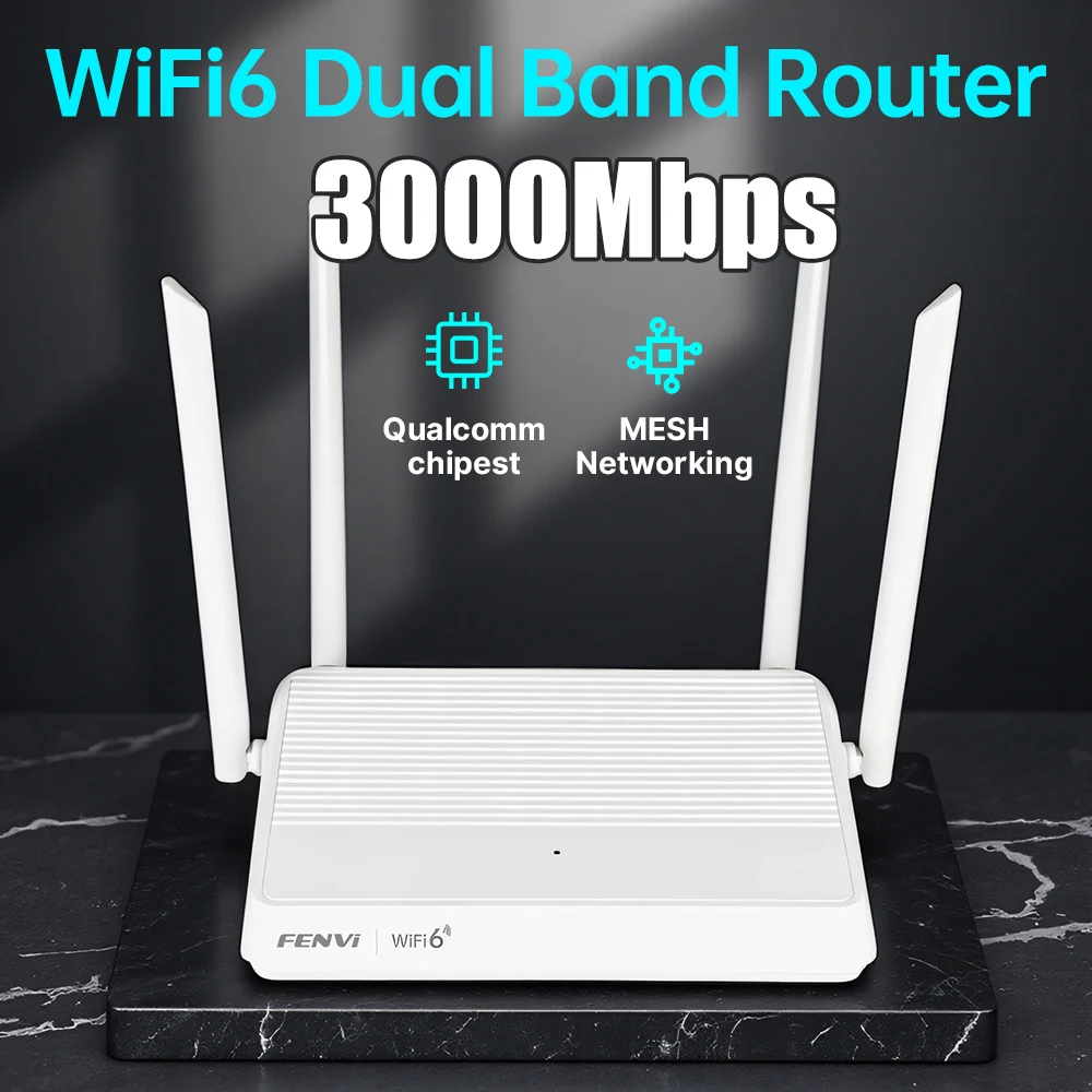

FENVI WiFi 6 AX3000 Гигабитный беспроводной маршрутизатор 3000M Двухдиапазонный 2,4G/5G WIFI6 Беспроводной усилитель сигнала Сеть повторителя Wi-Fi