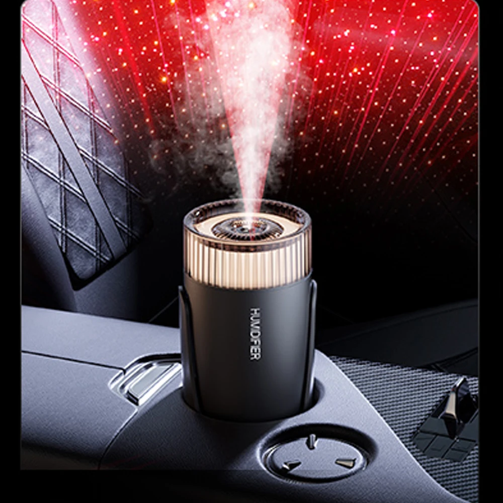 300ML Intelligent Car Aromatherapy Machine with Starry sky Light Spray Aromatherapy Mist Maker Car Interior Atmosphere Light