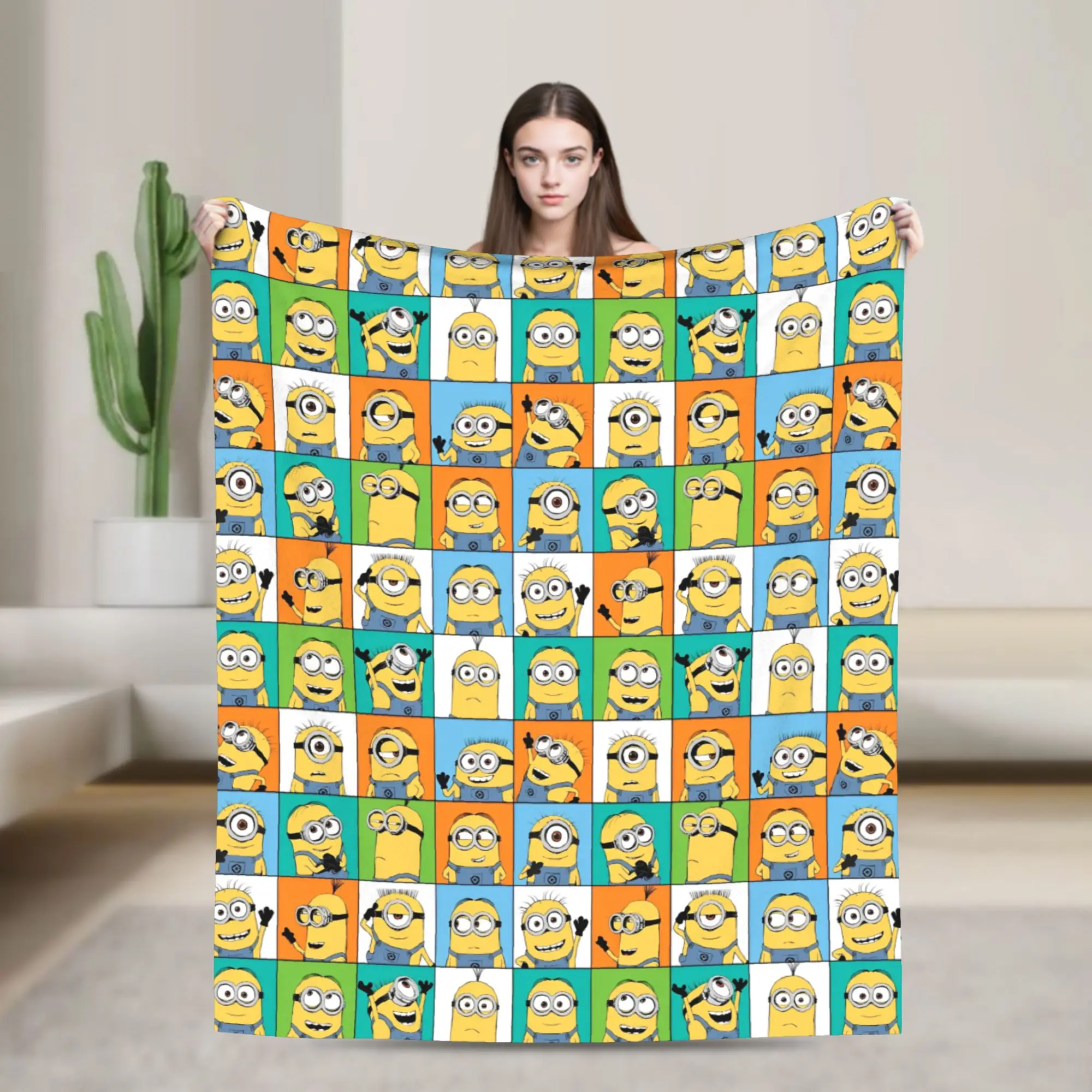 

Kevin and Stuart Collage Knitted Blanket Minions Fleece Throw Blankets Summer Air Conditioning Printed Soft Warm Bedspread