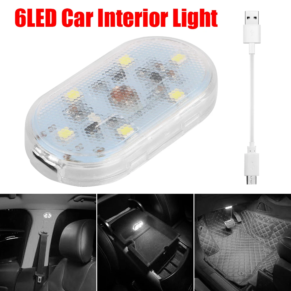 Ceiling Lamp Car Interior Lights Indoor Car Lighting Night Hand Touch Light Reading Light Car Roof Magnets Reading Lamp 5V 6LED