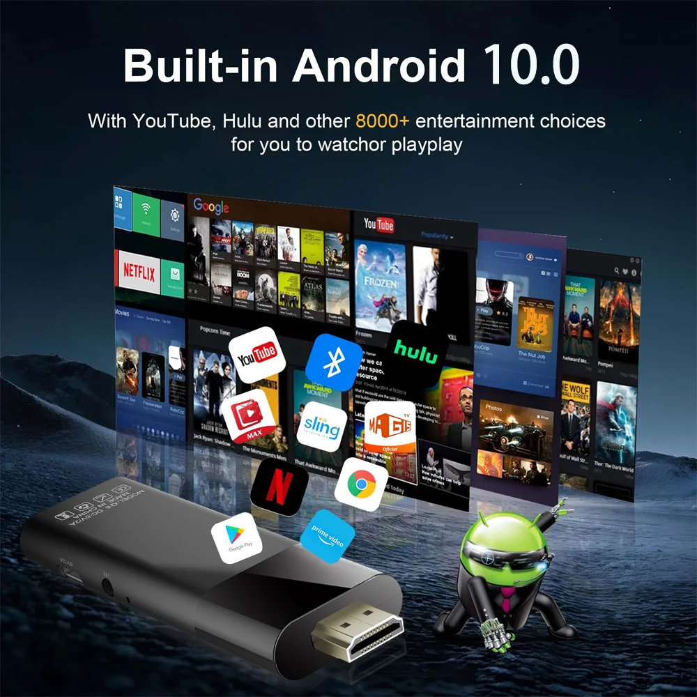 جهاز استقبال للتليفزيون أندرويد 10 HD 4K ثنائي واي فاي 2.4G&5G Google TV Voice Allwinner H313 رباعي النواة Cortex A53 3D NETFLIX Youtube Q6 BT5.2