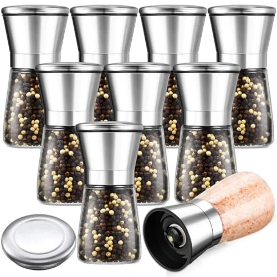 

Ретро-мельница для соли и перца из нержавеющей стали с регулируемой степенью помола, многоразовая стеклянная мельница для специй для кухни