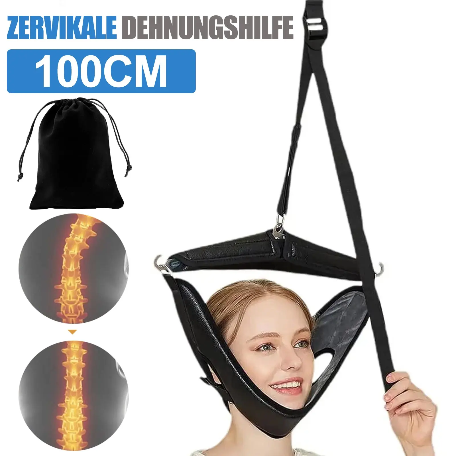 Corde de traction cervicale portable pour la physiothérapie du cou. Soulage efficacement la pression vertébrale, facile à utiliser n'importe où.