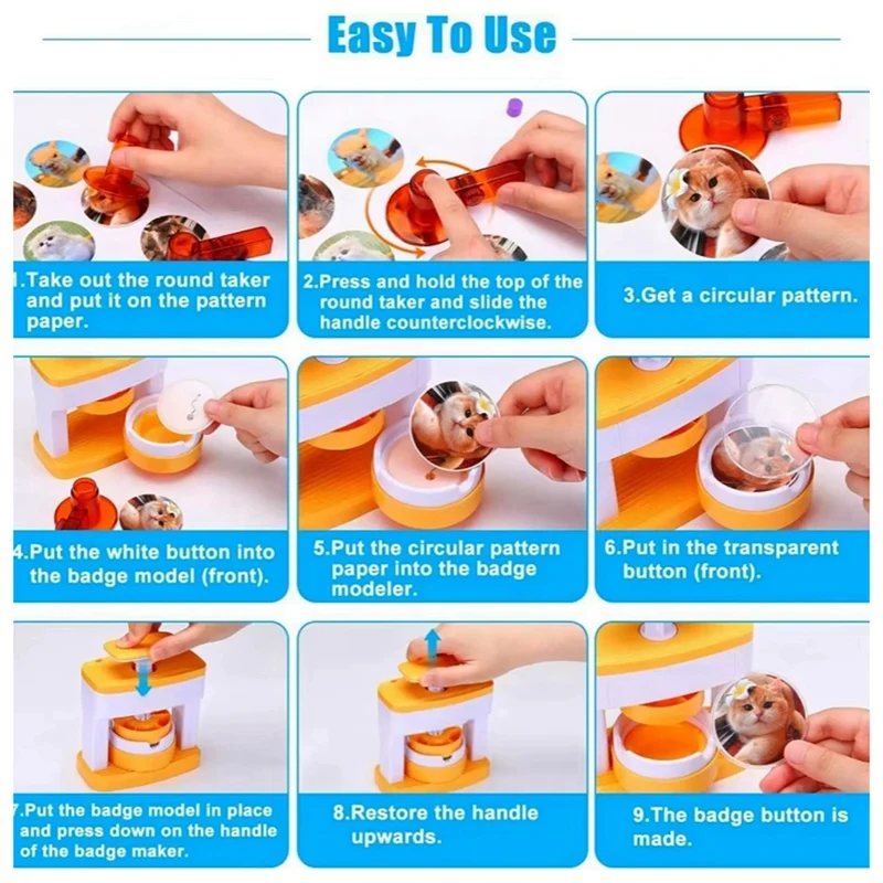 Simple Badges Button Maker Machine Button Part , DIY Pin Badge Button Press Machine 48Pcs Button Parts