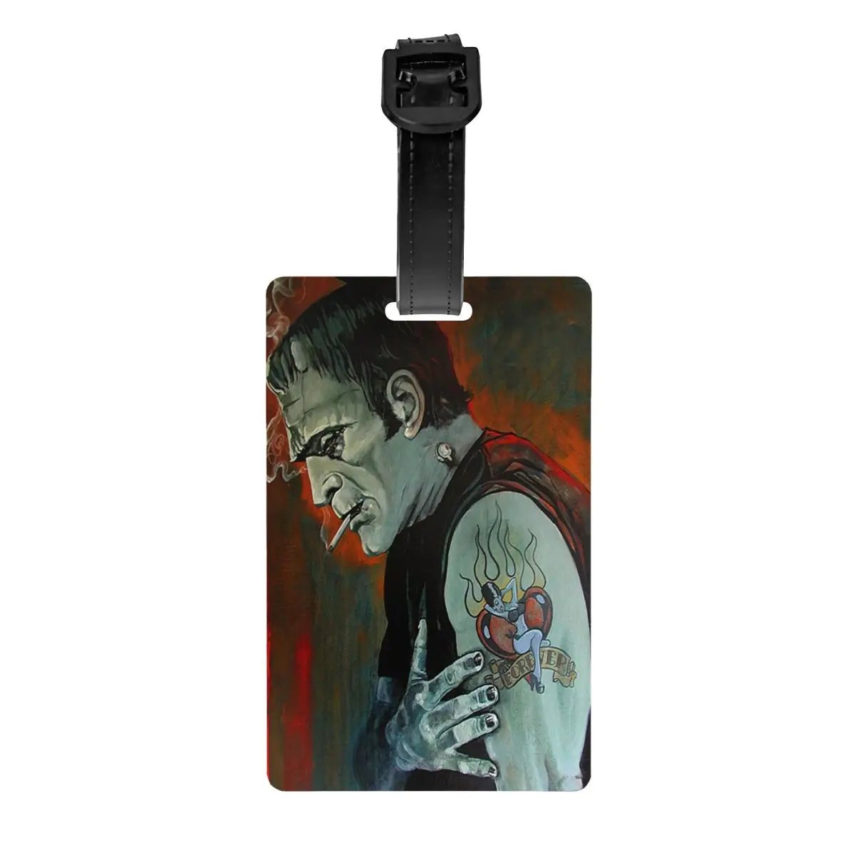 Broken Hearted Frankenstein Monster Tattoo Art Luggage Tags for Travel Suitcase Privacy Cover ID Label