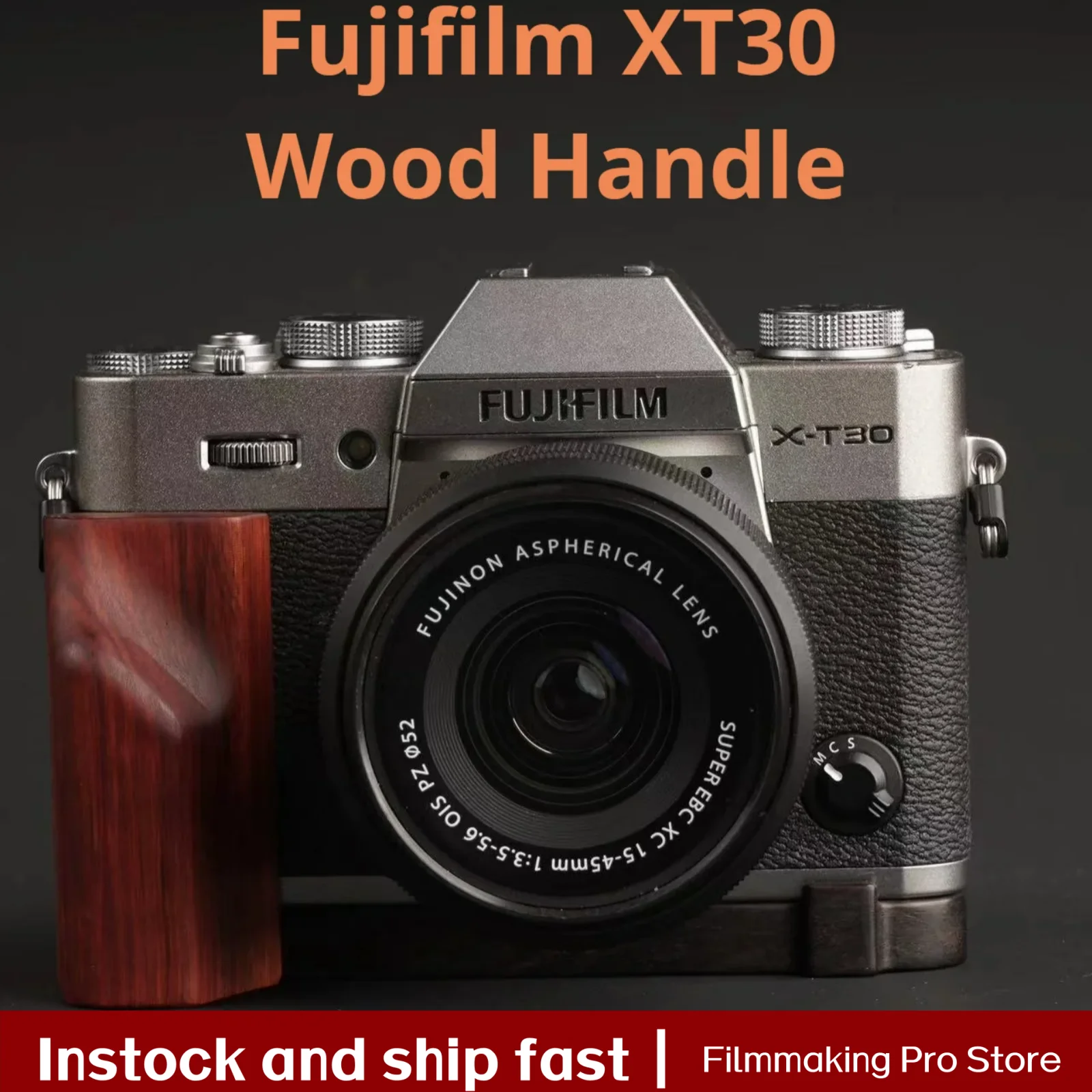 Camera Cage Base Wood Hand Grip Holder, For Fujifilm XT30 Camera Solid Wood Handle Base Solid Wood Red Sandalwood Gray ebony