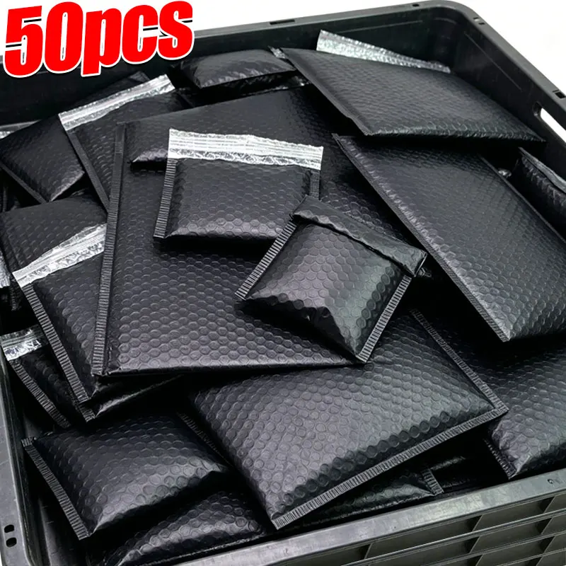 Bolsas de Envío de 50/1 Pieza, Sobres de Espuma Negros, Sobres de Burbuja con Diferentes Especificaciones, Embalaje para Envíos, Sobre Suave