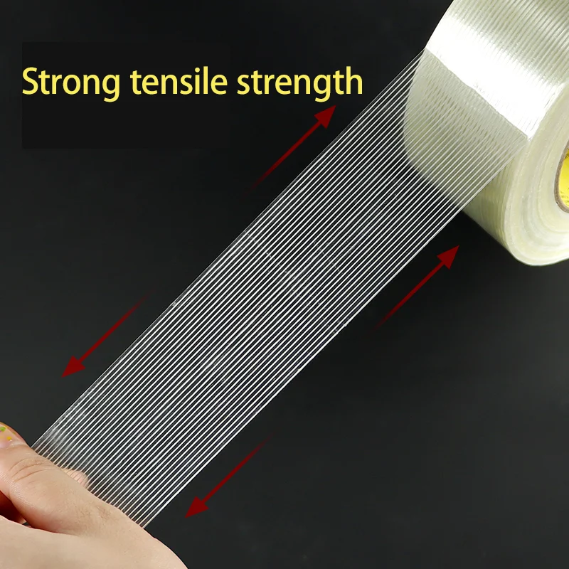 1 roll Transparent Fiber Tape strongly fixes model lithium battery refrigerator and bundles heavy objects fiberglass tape