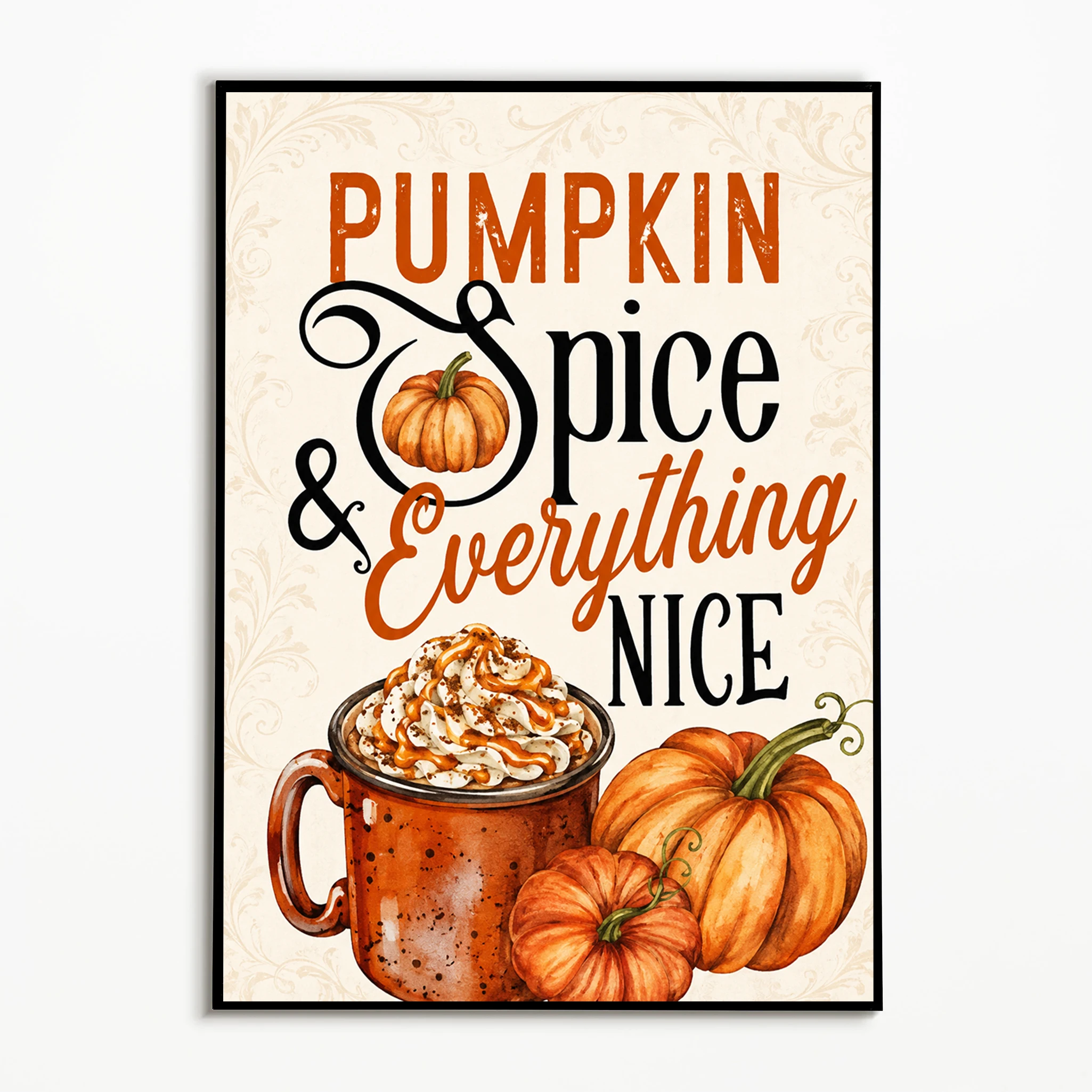 1pc frameless,1PC Autumn Pumpkin Spice Poster Coffee Theme Wall Art Thanksgiving Halloween Cottage Canvas Printing Fall Gift Kit