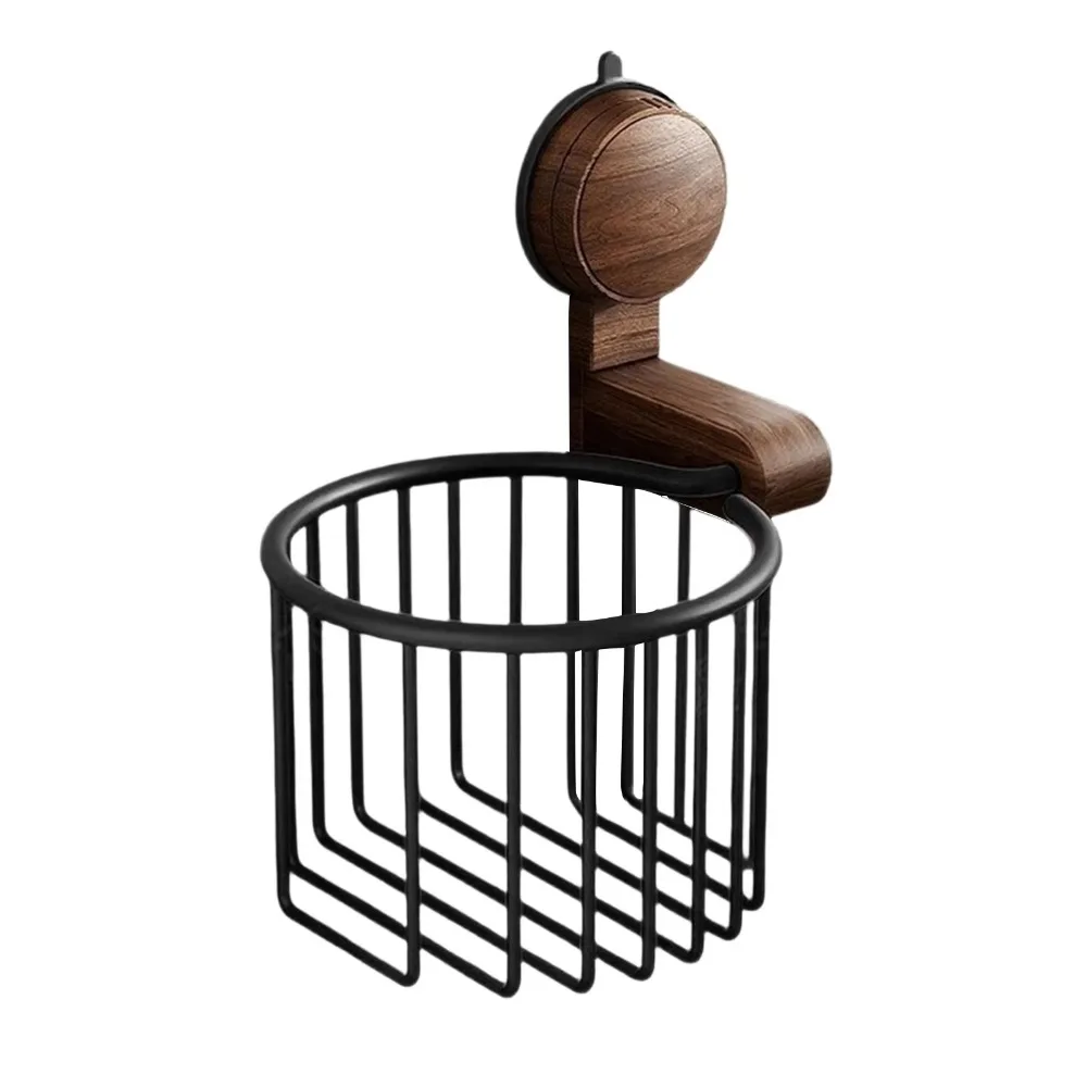 

Держатель для туалетной бумаги на присоске, без перфорации, из орехового дерева, водонепроницаемый, настенный, корзина для туалетной бумаги