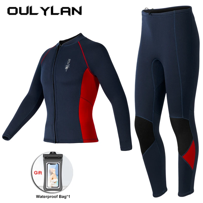 

Oulylan 3MM Neoprene Wet Suit Women Long Sleeve Keep Warm Wetsuit Men Scuba Snorkeling Drifting Diving Suit With Front Zipper