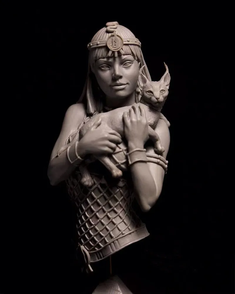 

1/10 Resin Model Figure Gk Micro Half Body Bust Of An Egyptian Girl 3d Printed White Model Toy Unpainted And Unassembled Kit