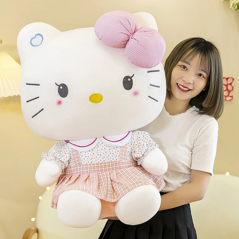 

20-70cm Big Size Sanrio Hello Kitty Plush Toys Anime Peripherals Movie KT Cat Kawaii Room Decor Stuffed Dolls Xmas Gift For Kid