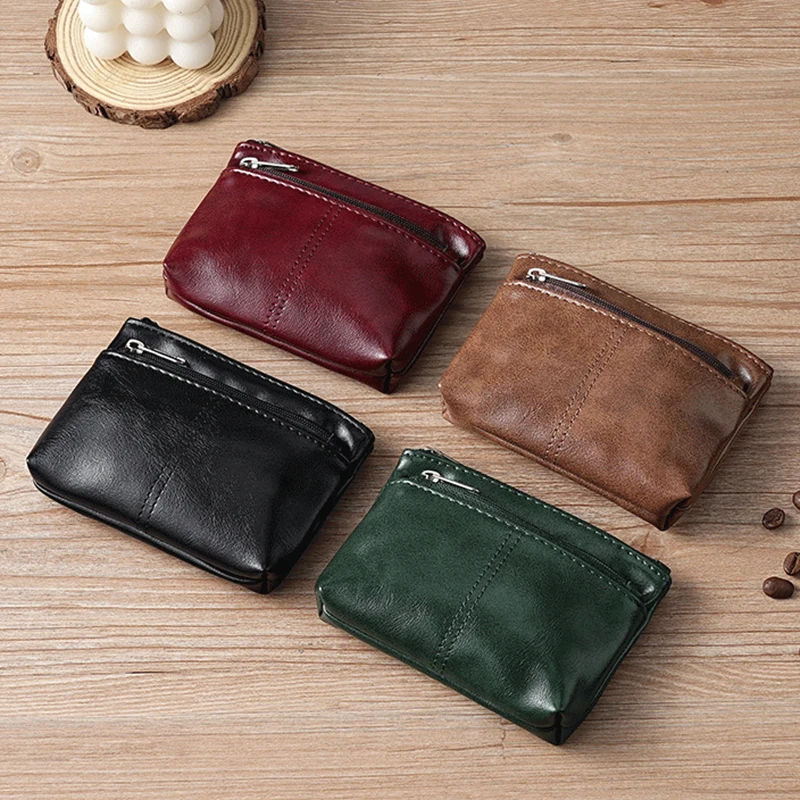 Key Holder Soft Small Wallet Coin Purse Double Layer Pu Leather Bag For Shopping Daily Use Pocket