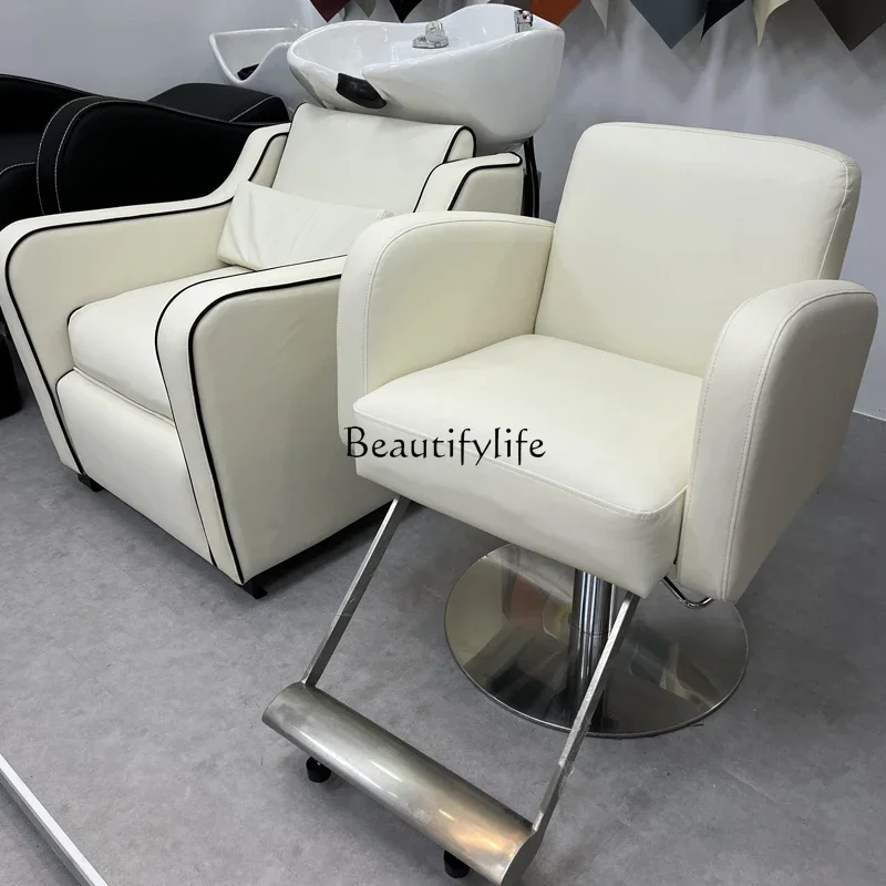 Barber Shop Small Shampoo Chair Sitting Hair Washing Recliner Hair Salon for Hair Salon Ceramic Basin