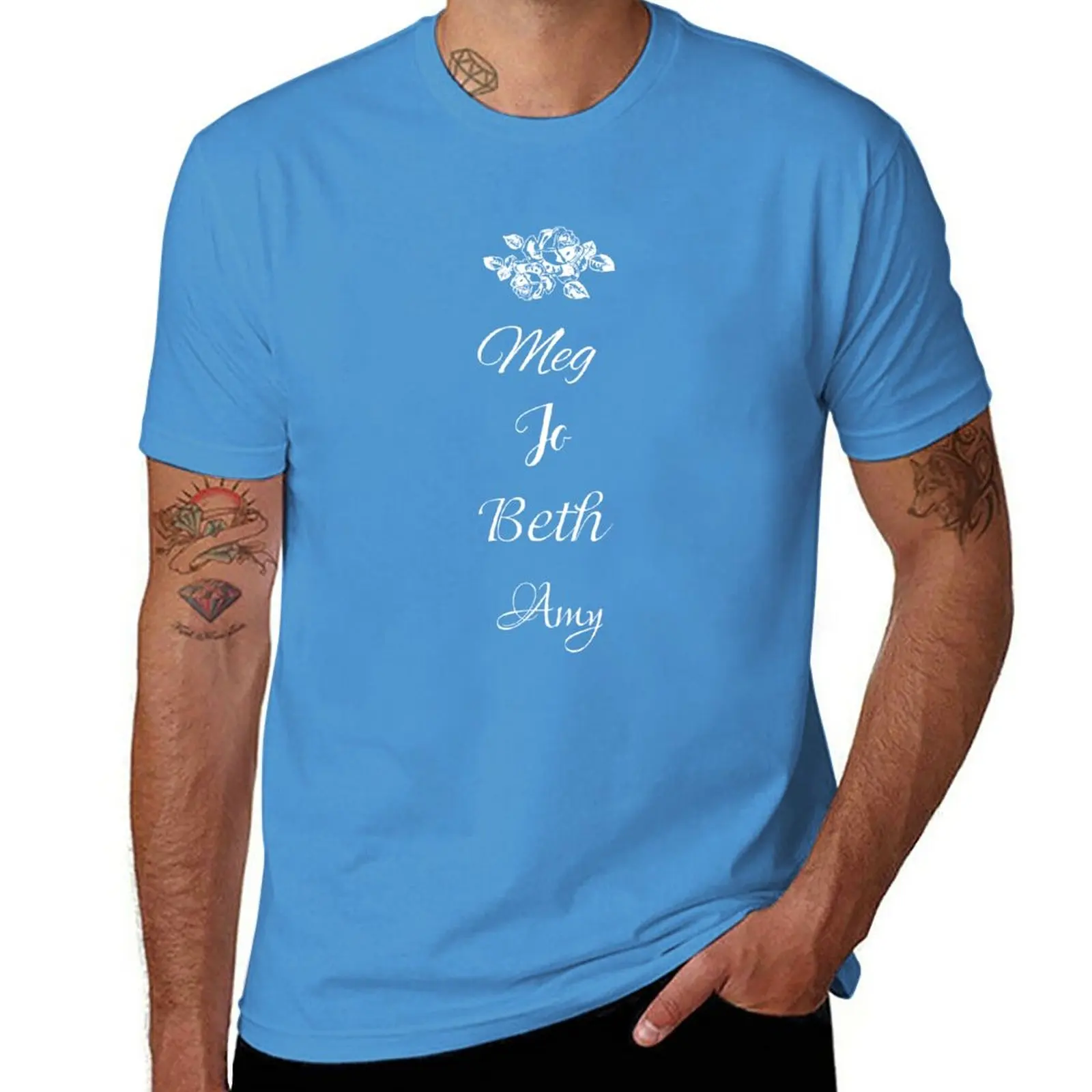 

New Little Women Names on Blue - Meg, Jo, Beth and Amy March T-Shirt Anime t-shirt t shirts for men pack