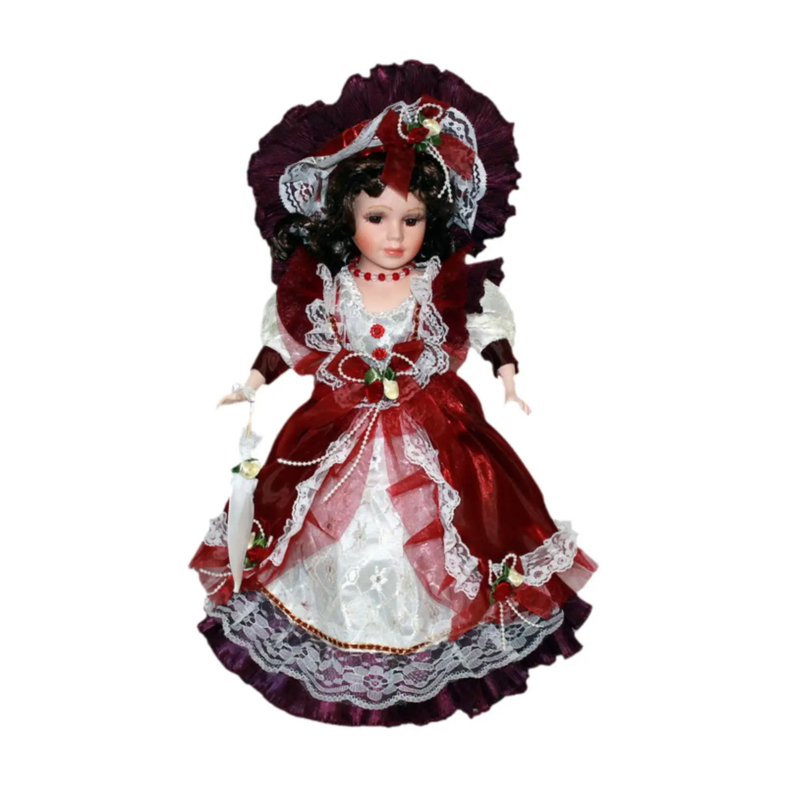 Woman Ceramic Doll for Doll House Victorian Toy Figurine Decoration Gifts Beautiful Lifelike Miniature Porcelain People 16"
