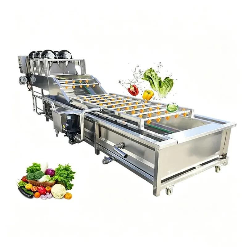 1500kg/h Tomato Washing Process Line Leaf Veegetables Cabbage air Bubble Washing Machine Beans Grain  Fruit Cleaning Machine