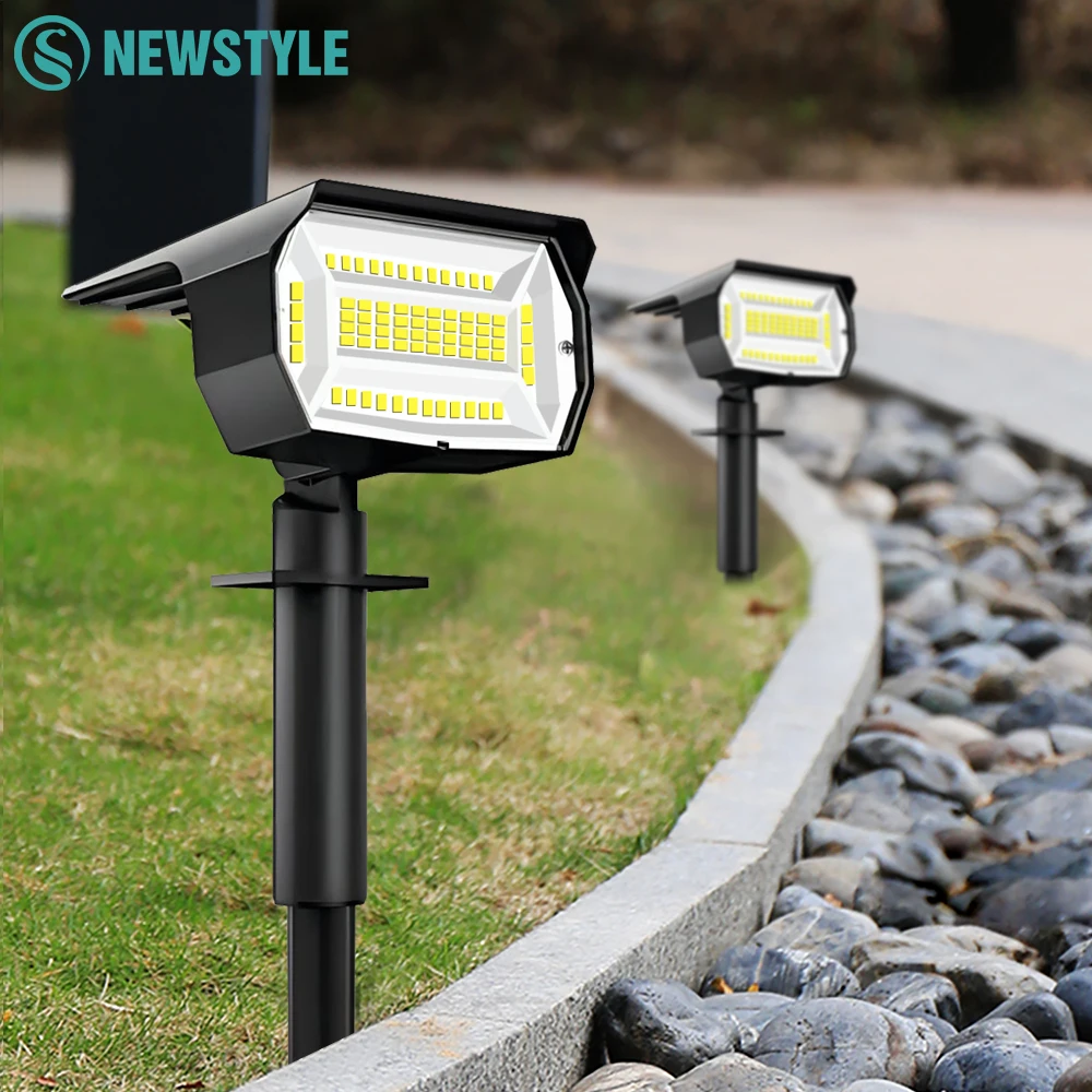 Zewnętrzne 72/68 LED Solarne reflektory krajobrazowe IP65 Wodoodporna lampa słoneczna z 3 trybami Słoneczne oświetlenie ogrodowe na podwórko