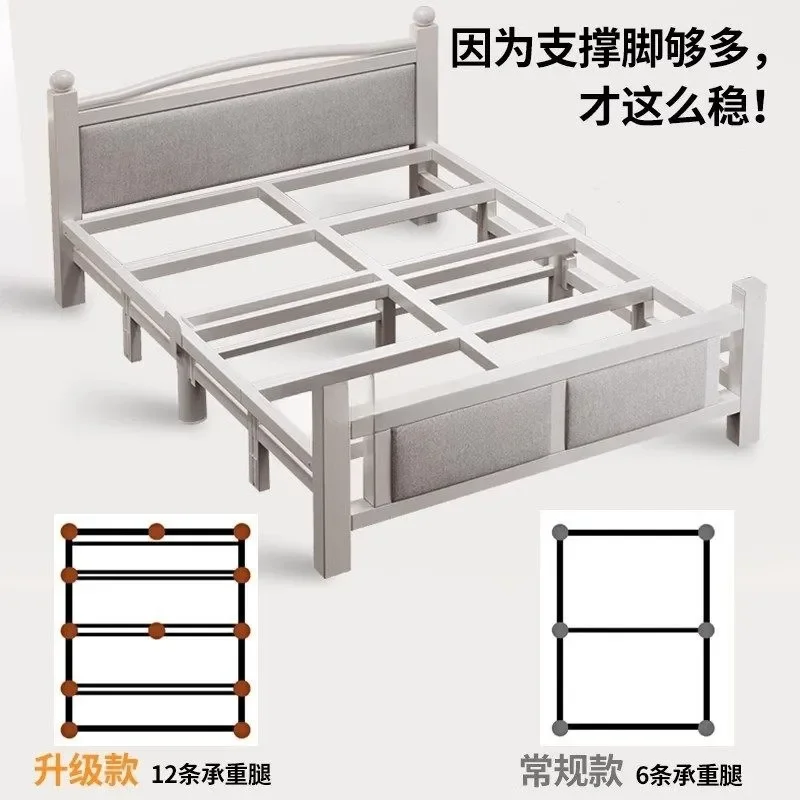 Folding Bed Single Adult Simple Thickened Reinforced Hard Board Double Bed Portable Space Saving