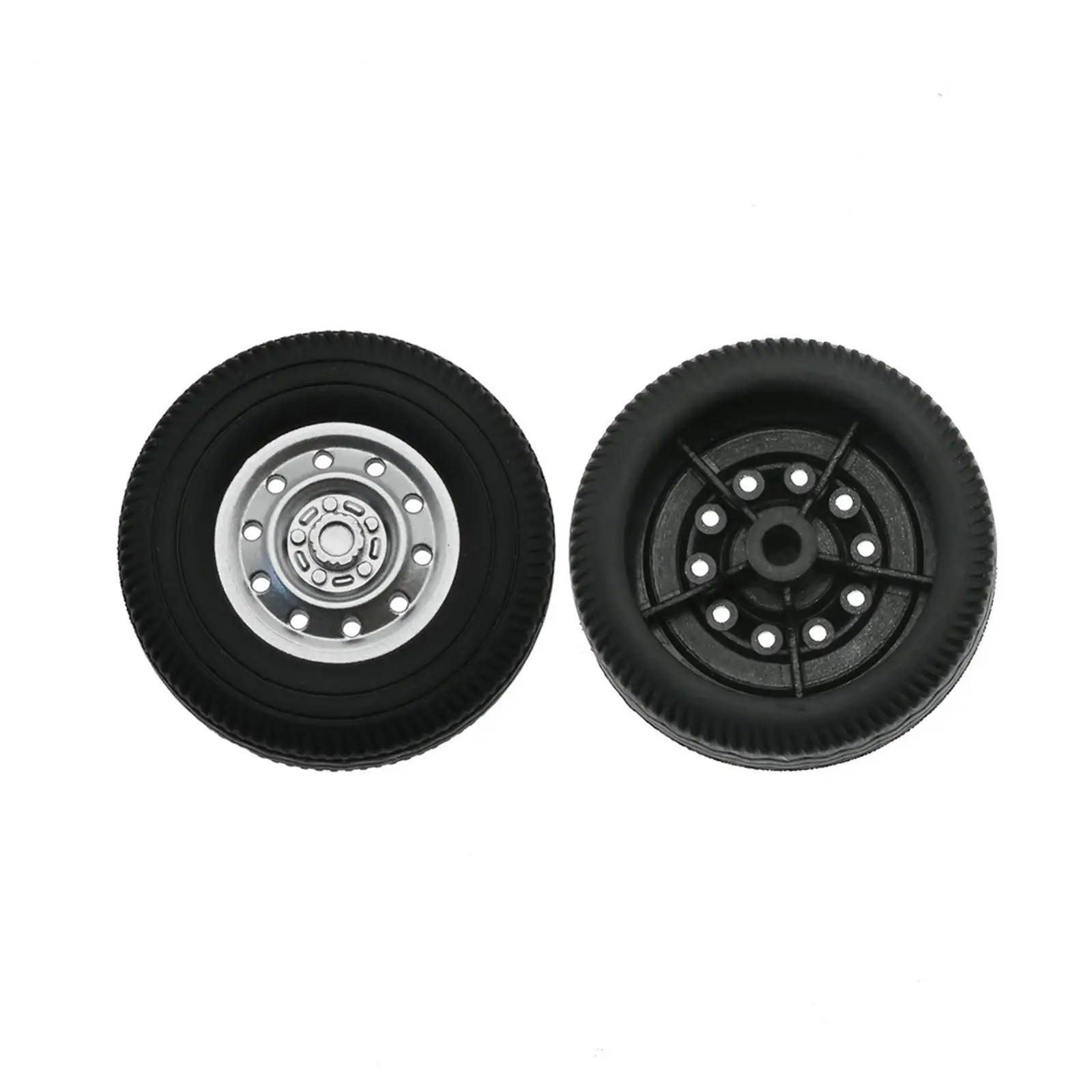 4pcs RC Car Tyres 1/16 Rubber Tire Wheel Set for Wltoys D12 Drift Pickup Truck Accessories Black Silver
