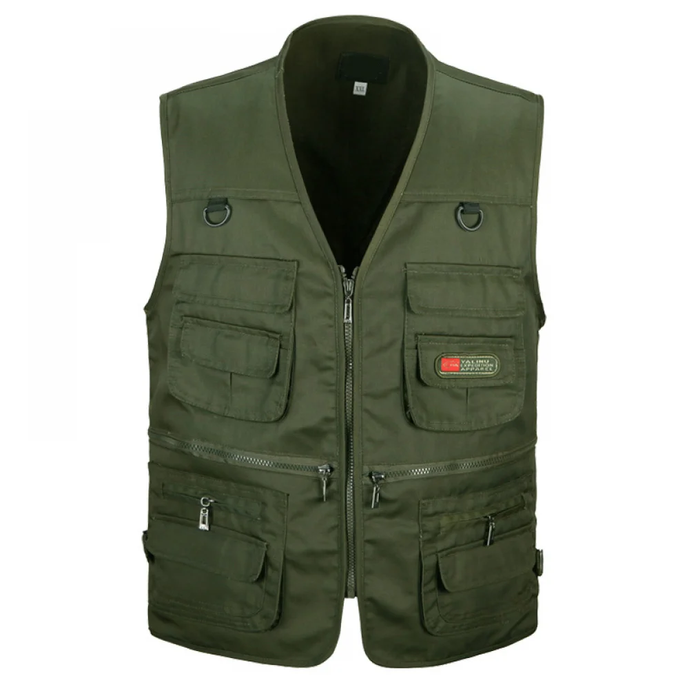 Men's Outdoor Vest Leisure Jacket,Lightweight Vest with Zip Many Pockets Fishing Travel Photo Cargo Vest for GIft