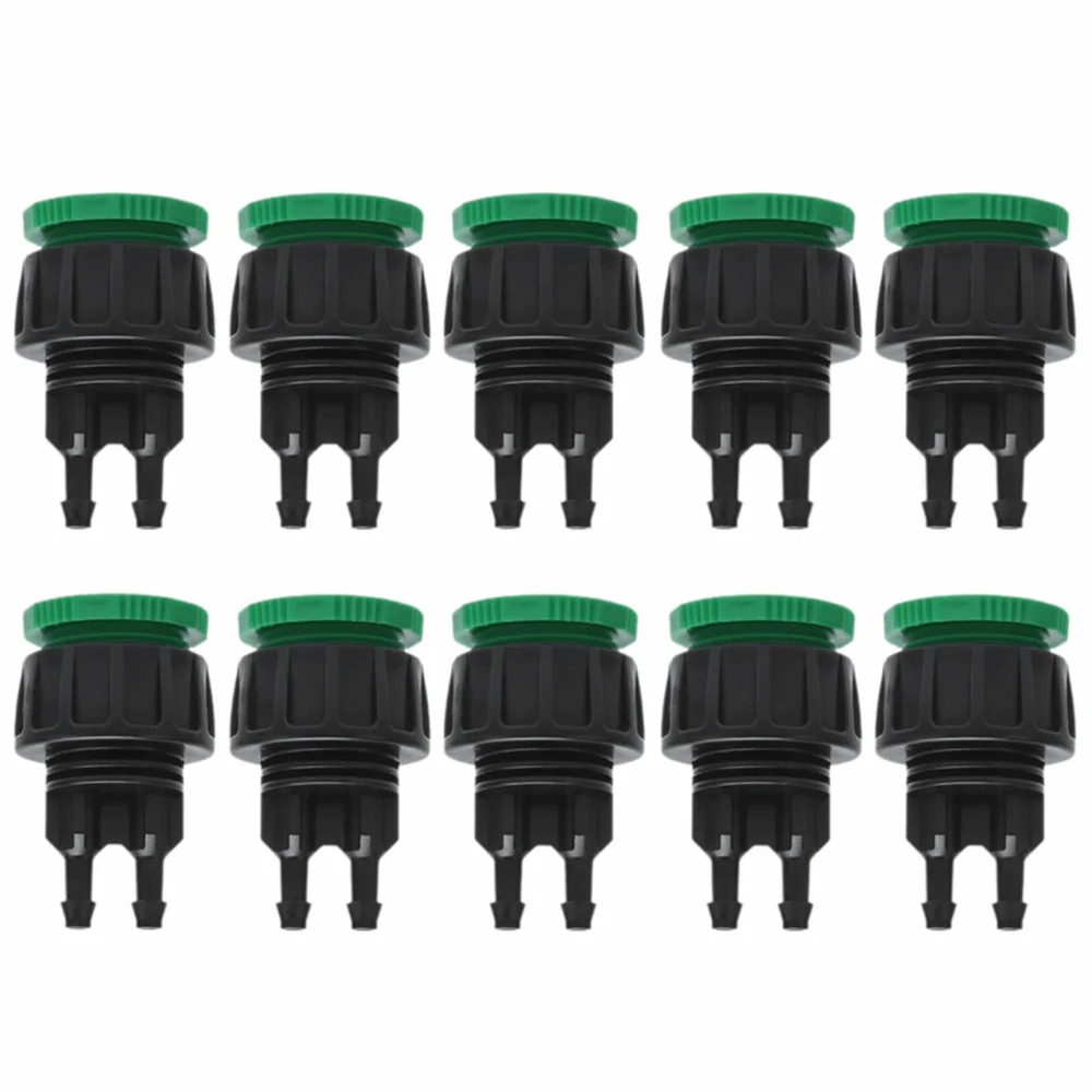 10Pcs ABS Quick Connector Black and Green G1/2 and G3/4 Thread Garden Tap Adapter Lightweight Dual Outlet Garden Hose Adapter