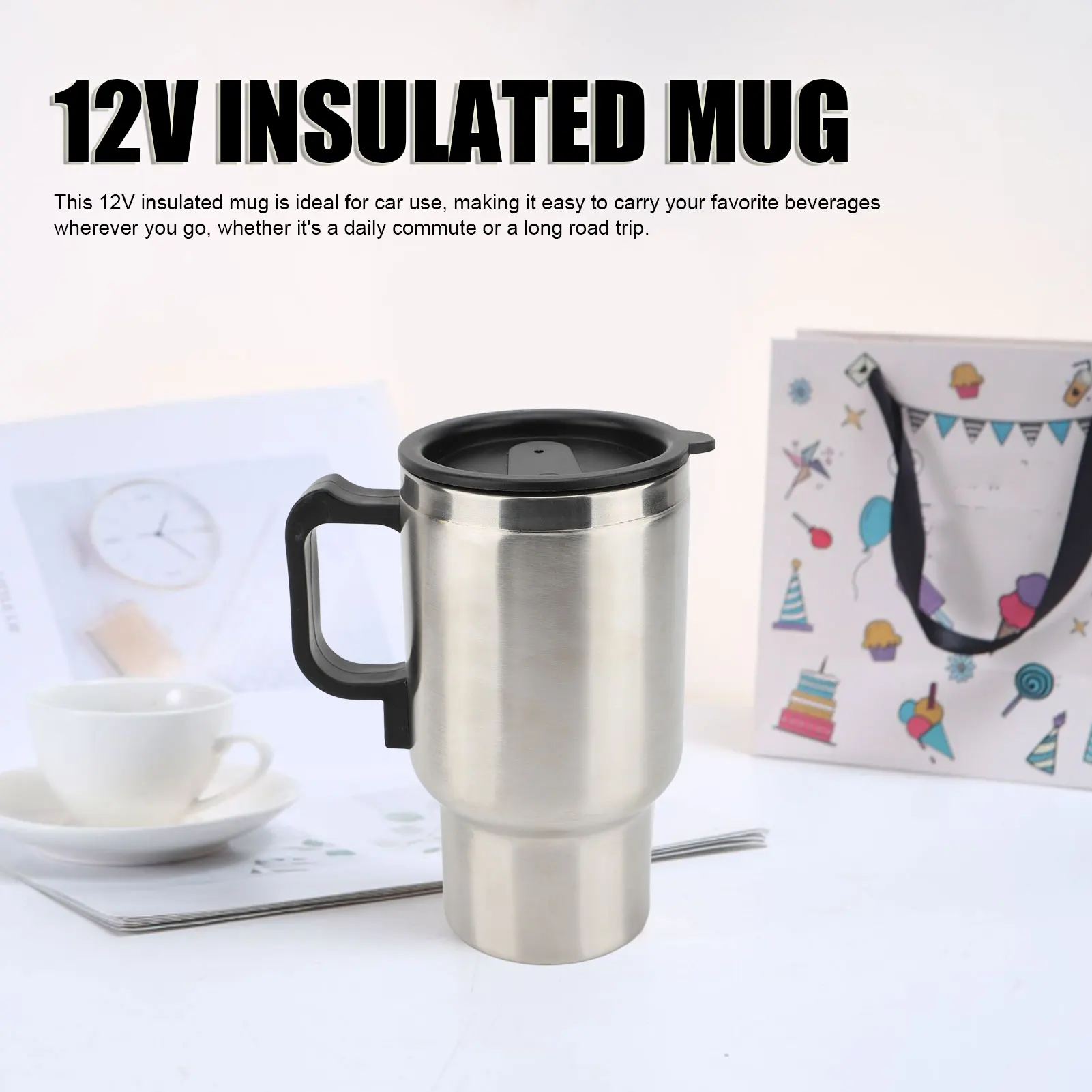 Car Insulated Cup 201 Stainless Steel 500ml Double Layer Insulation Bottle For 12V Vehicles Electric Hot Cup - Image 5