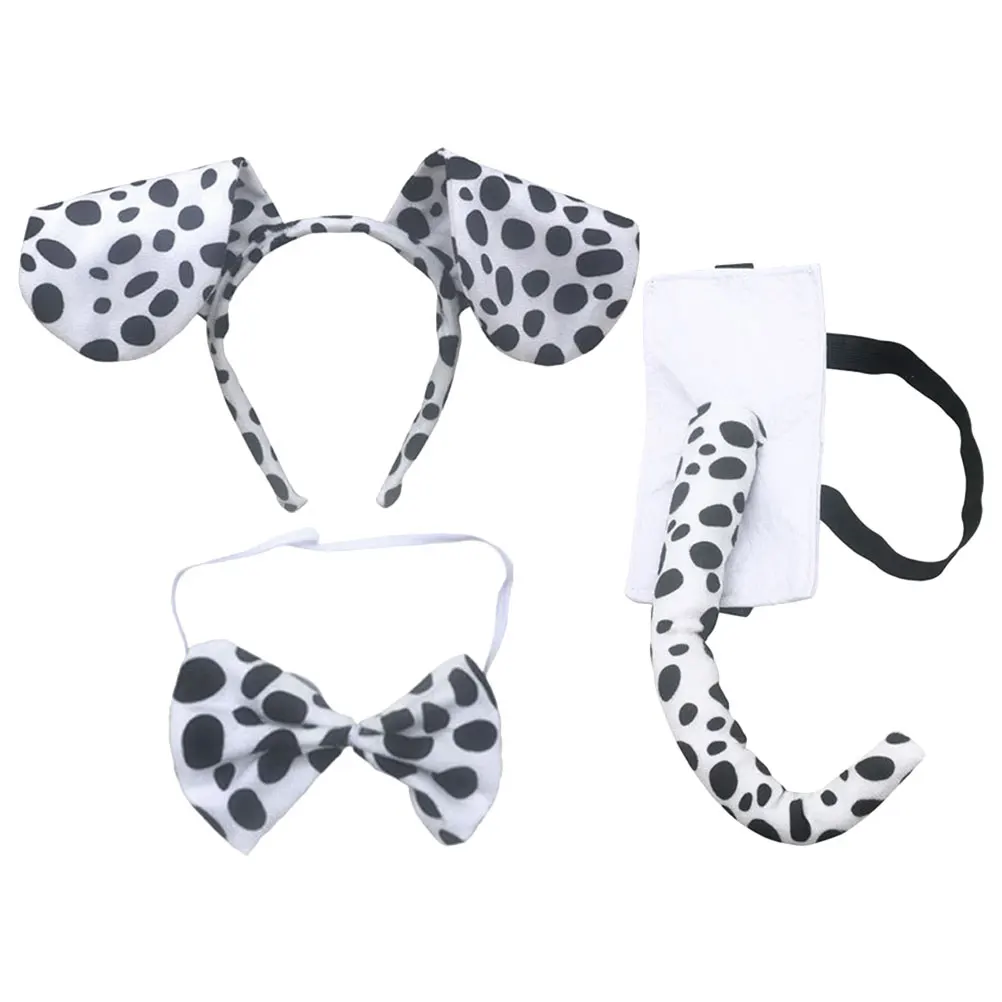 

1 set Dog Headband Ears Tail Set Puppy Costume Accessory For Bathing Makeup Mask AntiSlip Soft Polyester Hair Tool