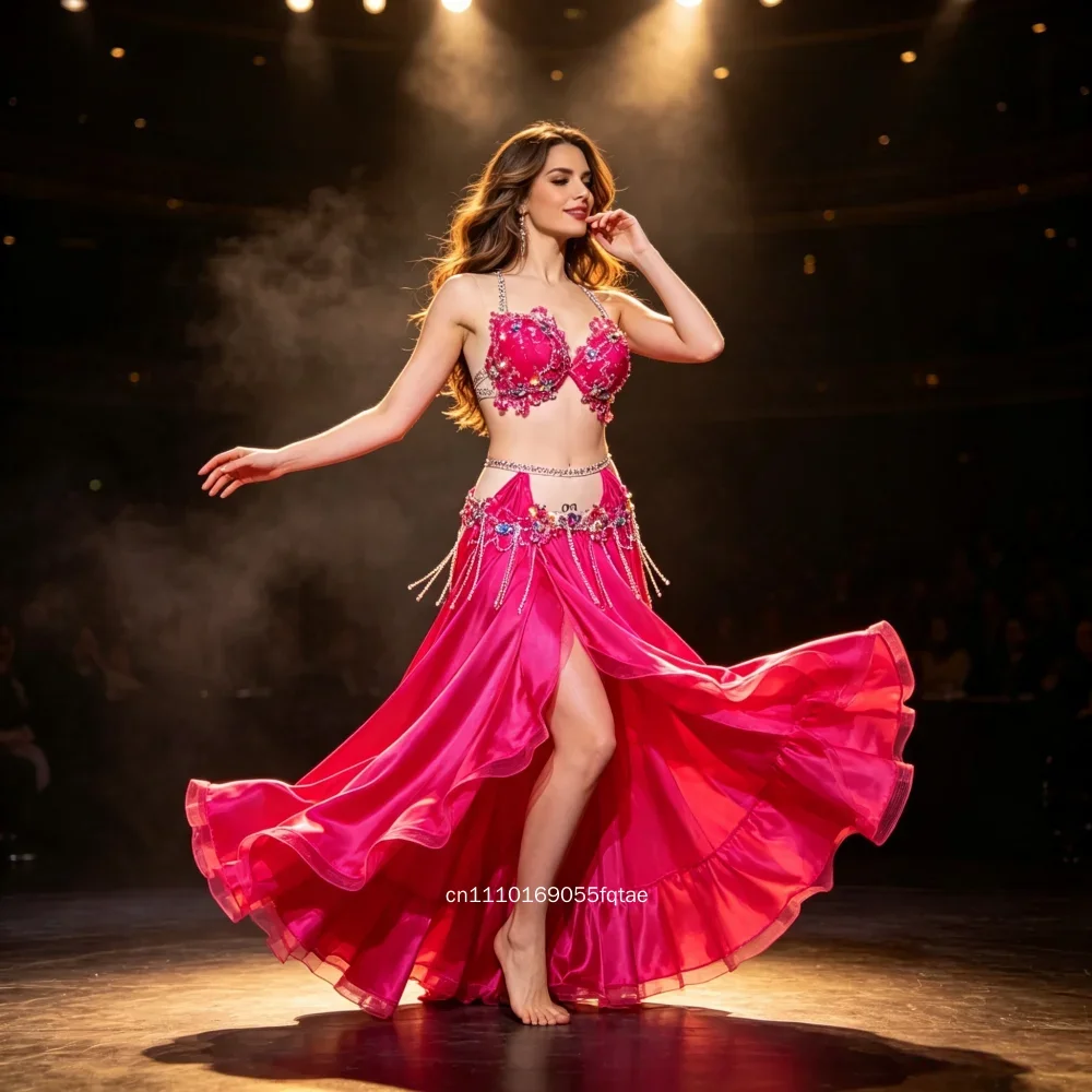 New Style High Waist Sexy Cutout Belly Dance Skirt Flowy Chiffon Maxi Oriental Dance Competition Costume Women