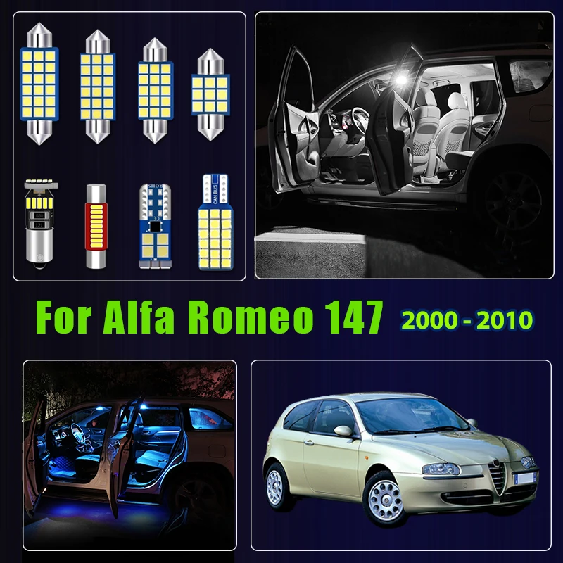 

Для Alfa Romeo 147 2000-2010: Комплект из 12 светодиодных ламп для салона, багажника, дверей и перчаточного ящика, аксессуары