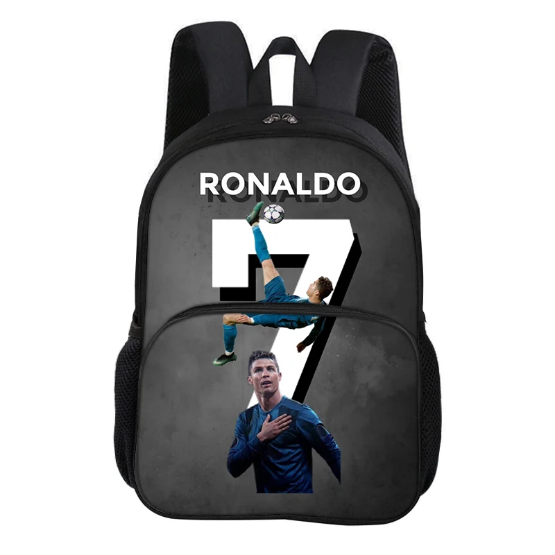 with Front Pocket Backpack Ronaldo Travel Large Capacity School Bag Football Sports Bookbag Students CR Football Star Knapsack