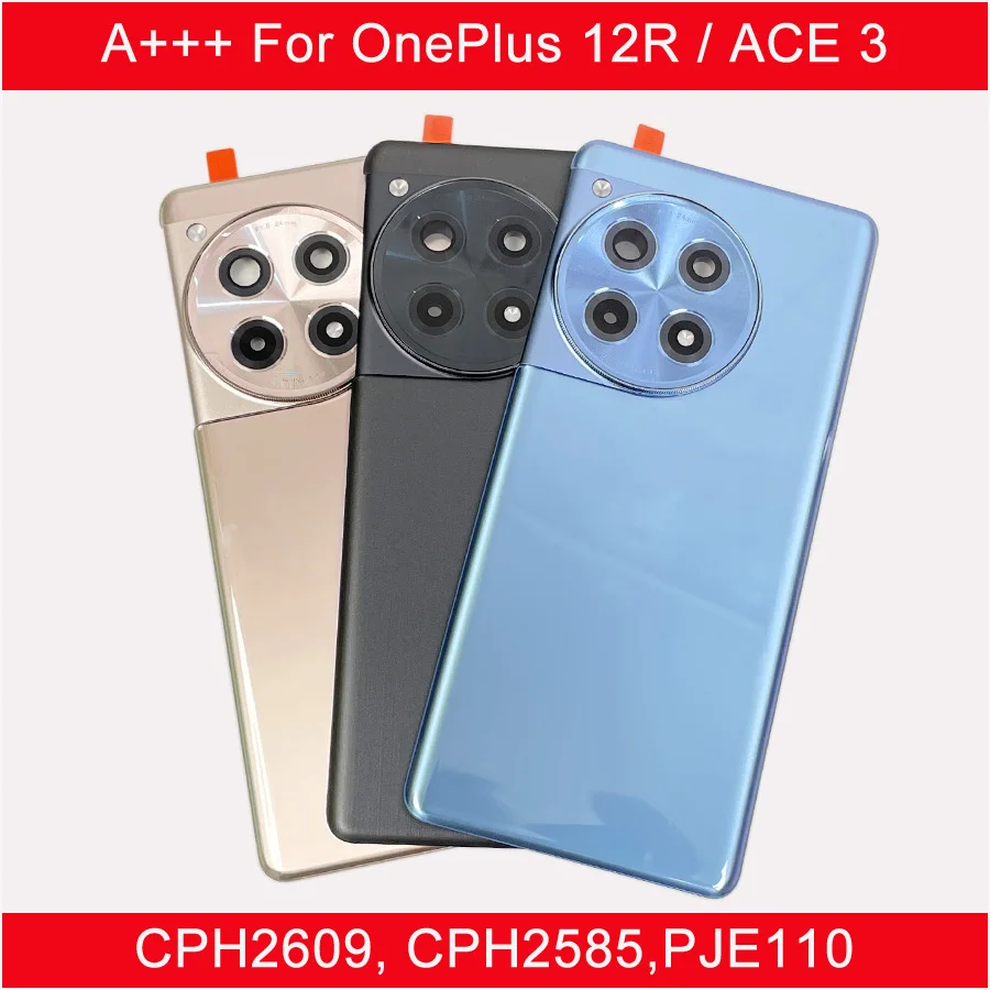 A+++ For OnePlus Ace 3 / 12R Back Cover Battery Glass Rear Door Shell Case Lid Housing + Camera Lens 1+ Replacement Repair