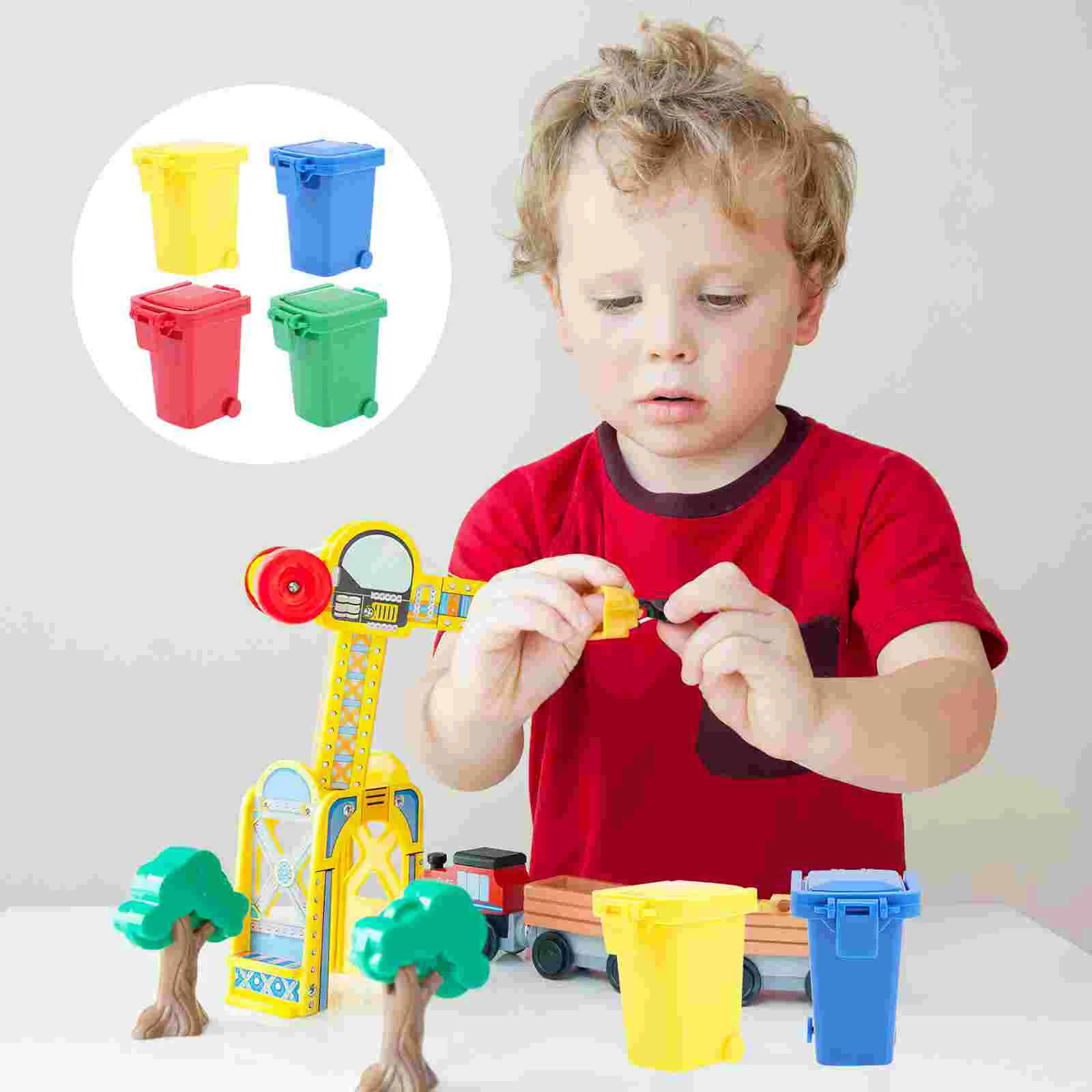 

4 Pcs Garbage Sorting Bin Miniature Trash Small Can Classification Bucket Child