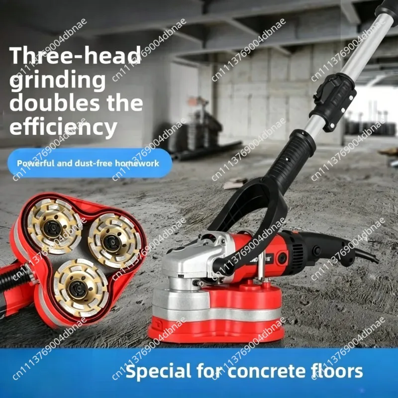Cement Floor Grinder Concrete Artifact Handheld Three-head Dust-free Grinder Coarse Planer Small Ground Grinder