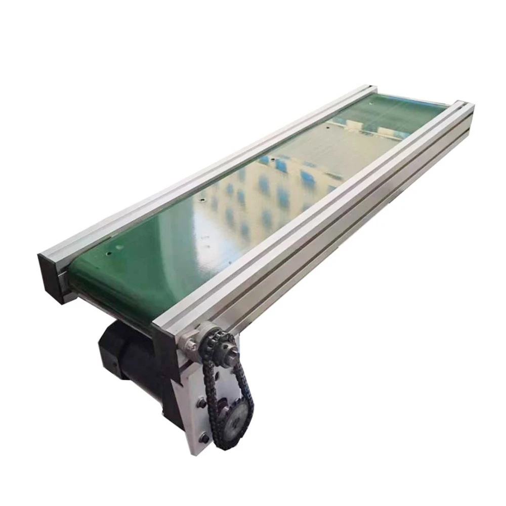 PVC adjustable speed belt conveyor side guard plate anti-fall easy to clean, suitable for bottle handling food grade loading
