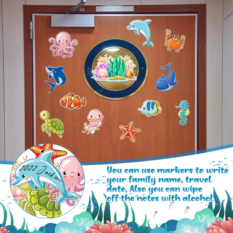 12 Pcs Cruise Door Decor Magnetic Ocean Car Magnets Cruise Door Magnet Stickers Ocean Fridge Decor Carnival Style