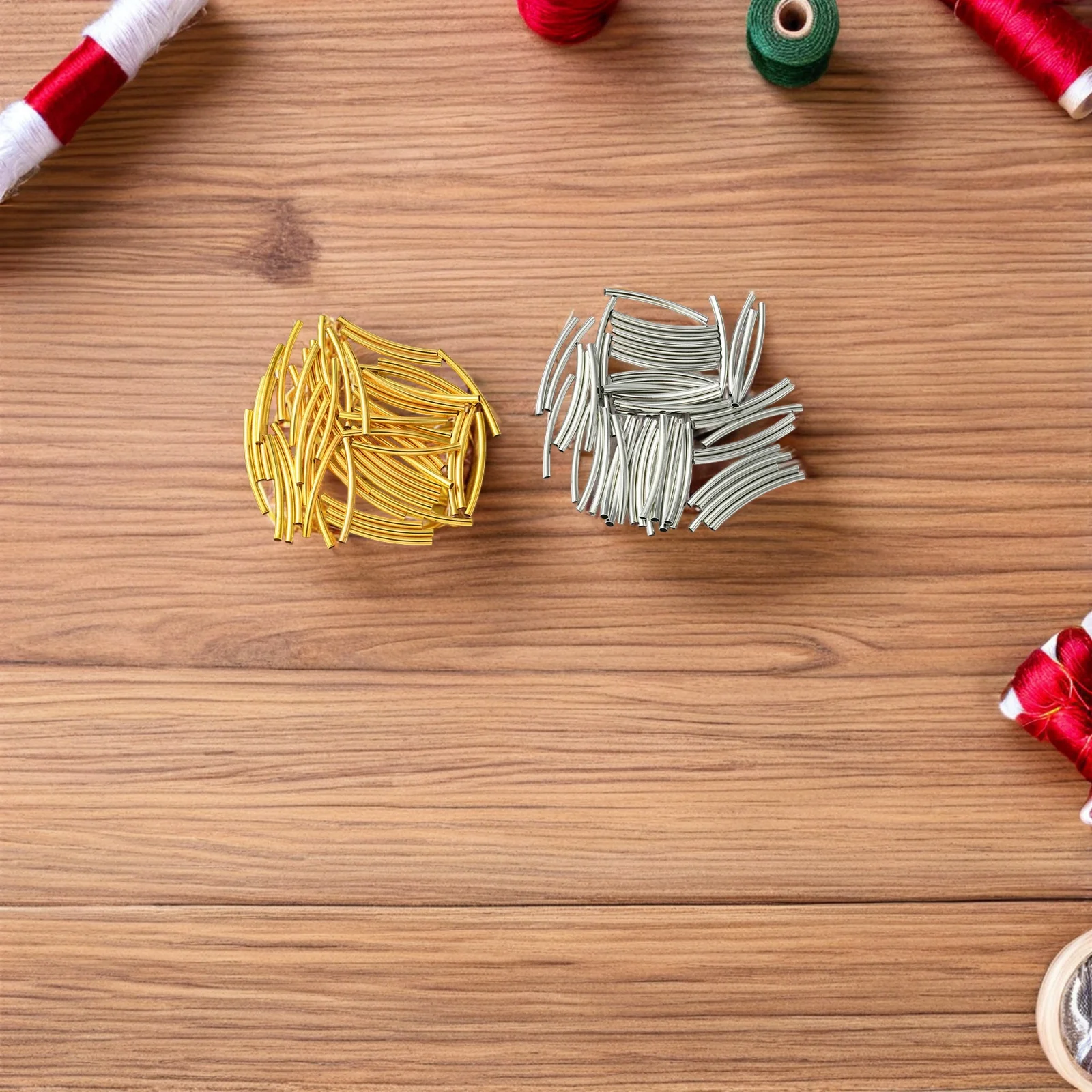 

100 шт., медные изогнутые трубчатые бусины длиной 25 мм, принадлежности для самостоятельного изготовления ювелирных изделий, прокладки для трубок, браслеты, ожерелья, ножные браслеты