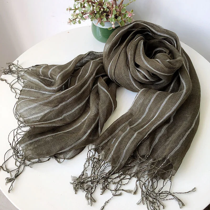 Spring/Summer Linen Striped Scarf