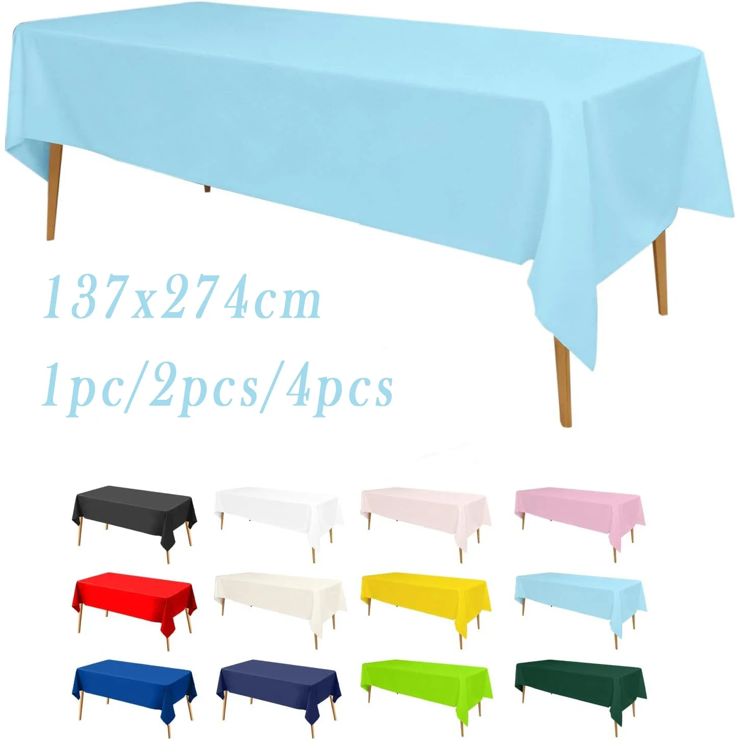 Disposable Tablecloth 54 X 108 Inch (137 X 274 cm), Easy to Clean for Parties, Picnics & Picnic Tables