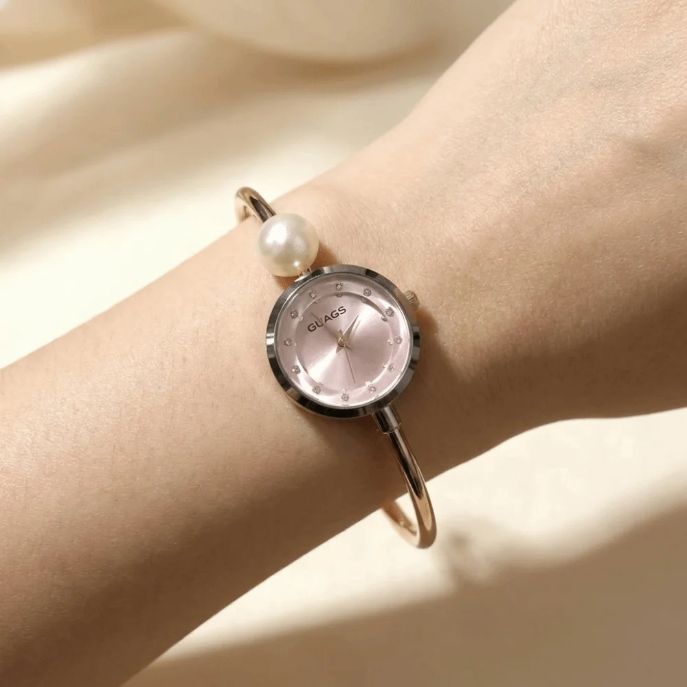 New Rotundity-shaped Dial Pearl Watch Open Design Adjustable Bracelet Watch Elegant Gift Ladies Watch for Women