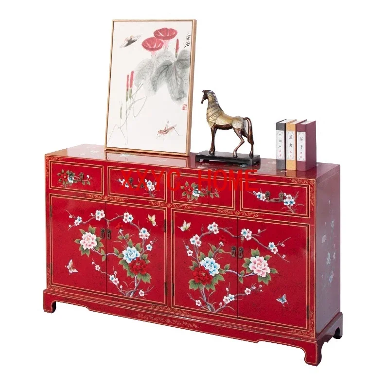 

Новая расписная мебель в китайском стиле для прихожей из цельного дерева, корейский шкаф для обуви, шкафчик в стиле ретро, потертый