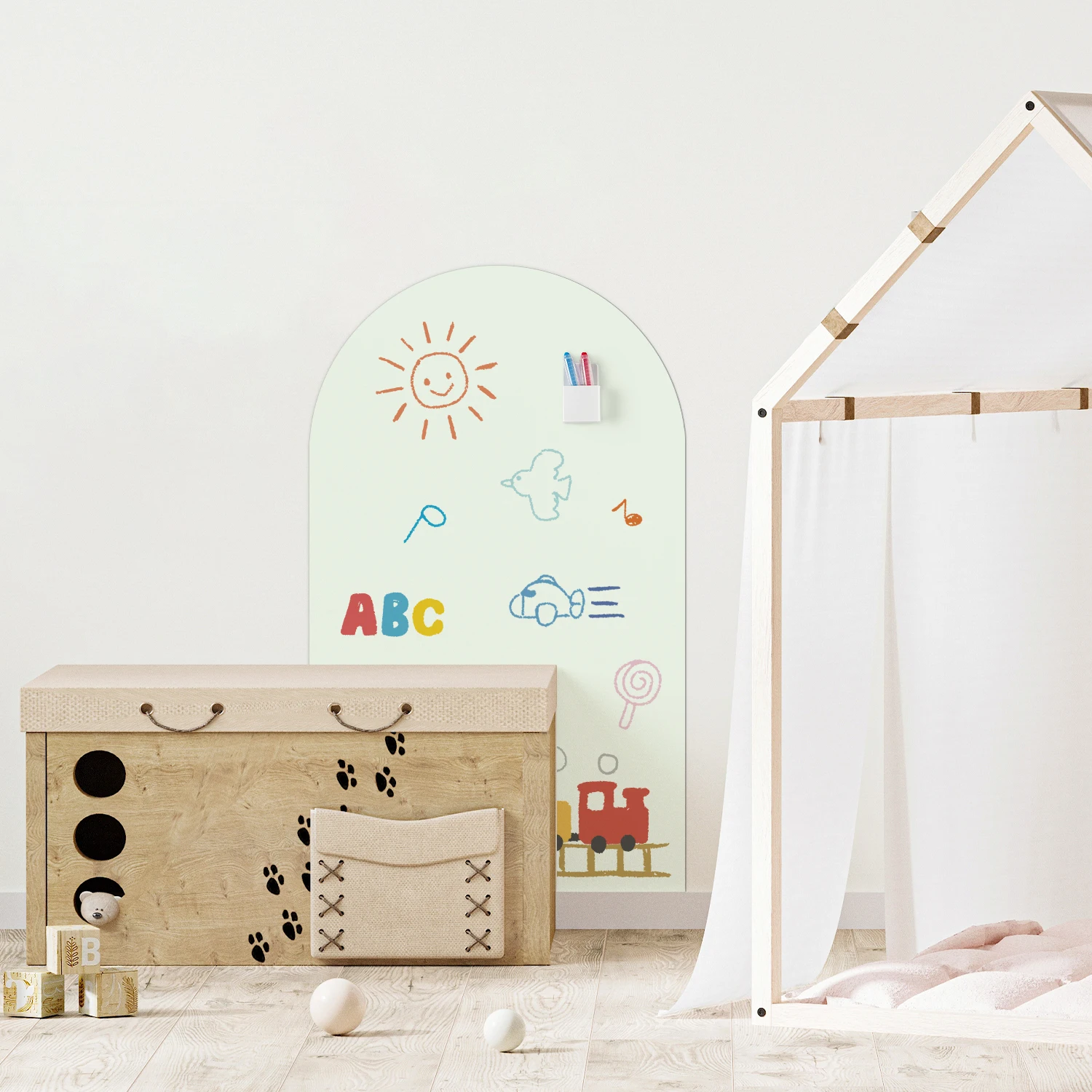 Selbstklebende Weiche Magnetische Bogenförmige Whiteboardtafel, Kinderzimmer-Dekoration und Lernschreibtafel – Detail 12