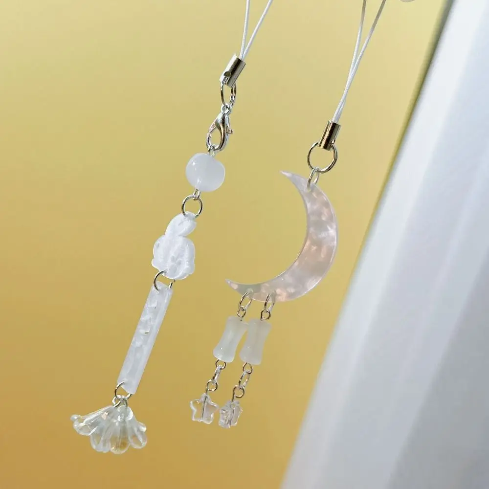 

Acrylic Moon Star Phone Charms DIY Handmade Rabbit Cloud Phone Chains Anti-Lost Chinese Style Mid-Autumn Festival Mobile Strap