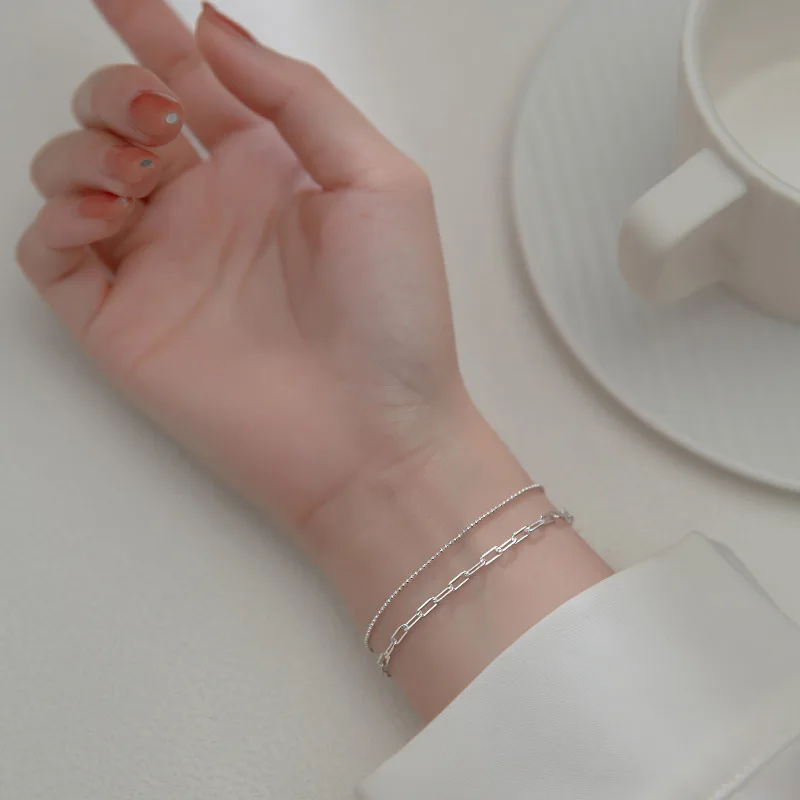 La Monada 15+3.5cm Retro Layer Bracelets For Women Silver 925 Sterling Jewelry Fine 925 Sterling Silver Women\'s Bracelet Buckle