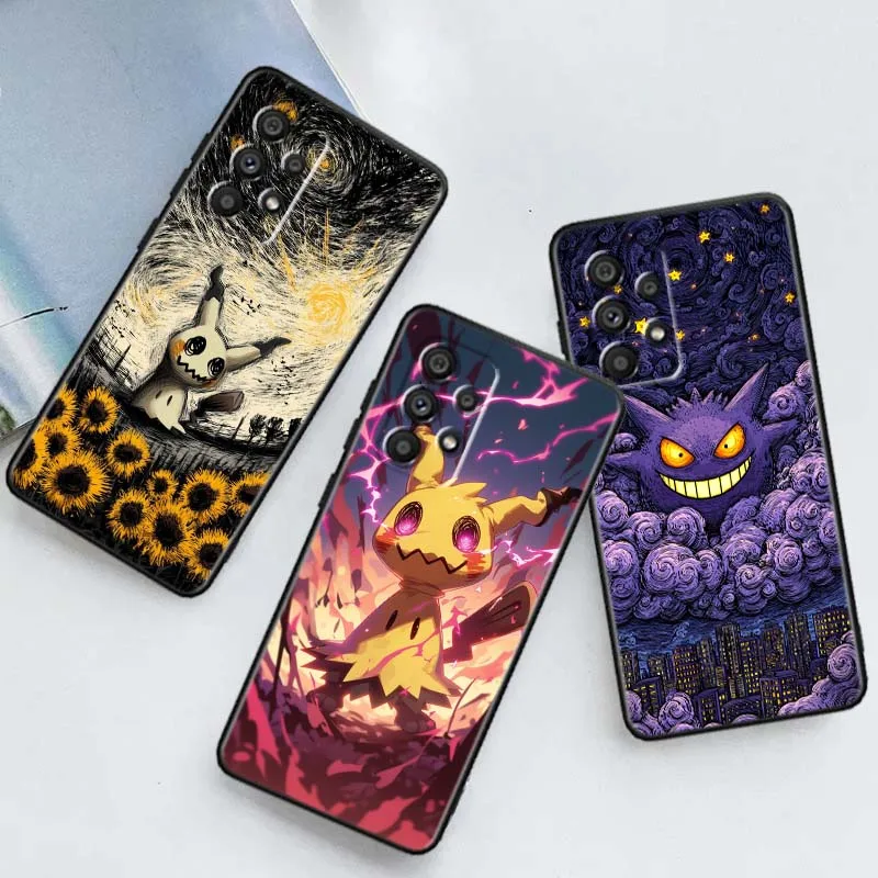 

P-Pokemons Cartoon Cute Phone Case For Samsung A73 A72 A71 A55 A54 A53 A52 A51 A13 A22 A16 A15 A12 A14 A05 A06 5G Black