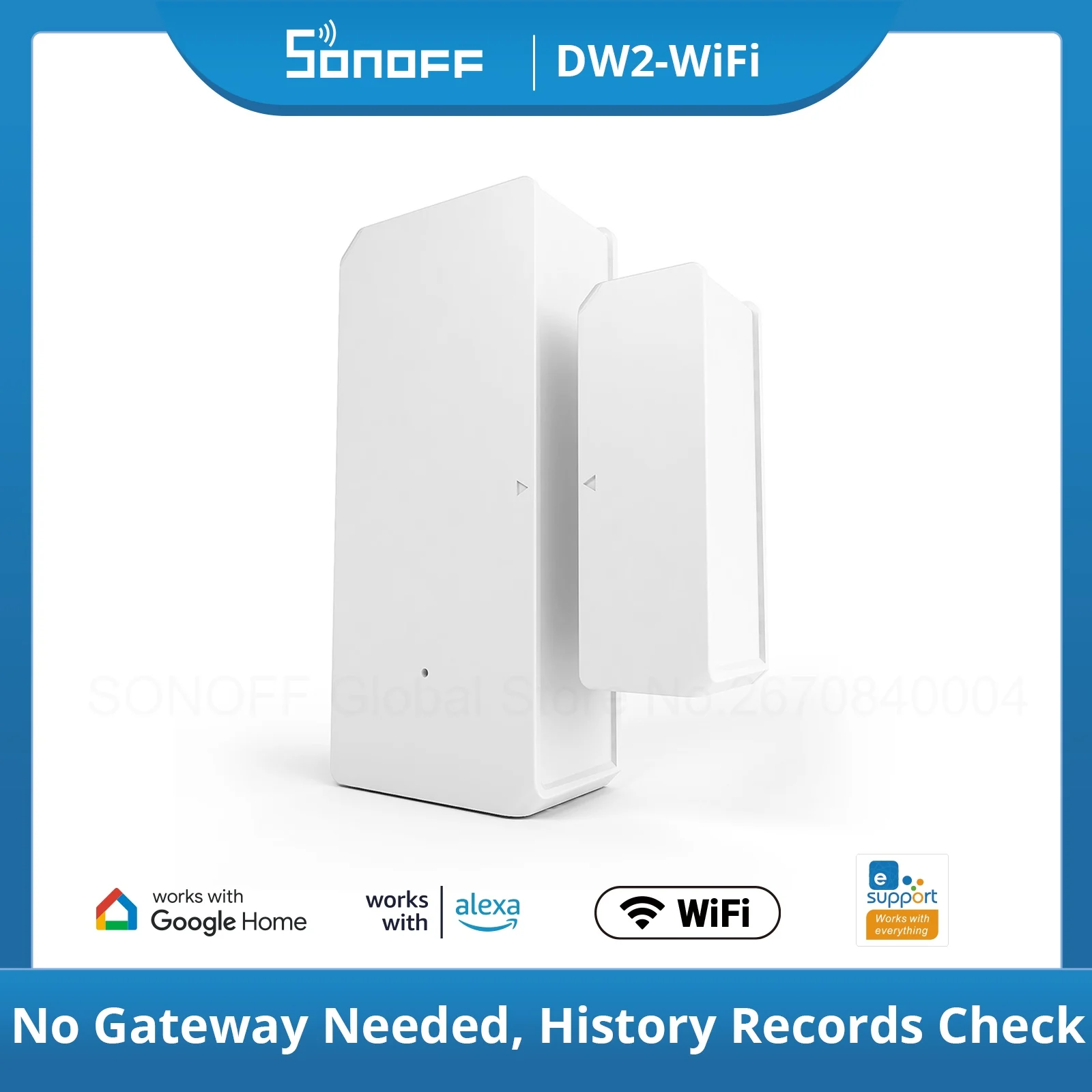 SONOFF DW2 WiFi  Smart Home Security Door Window Sensor eWeLink App Notification Alerts Work with Alexa Google Home