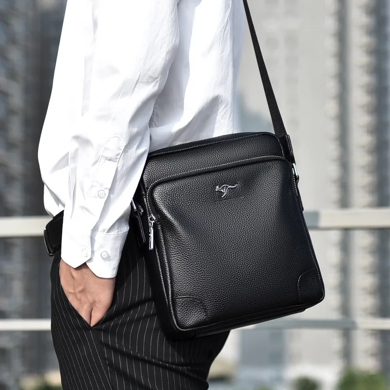 Luxury Brand Men\'s Shoulder Bag Genuine Leather Messenger Bag Fashion Business Man Crossbody Bag 100% Real Cowhide Men Small Bag